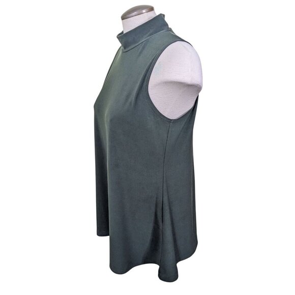 Sympli Mock Neck Jersey Sleeveless Top Womens 12 Dark Green Made In Canada - Picture 3 of 6